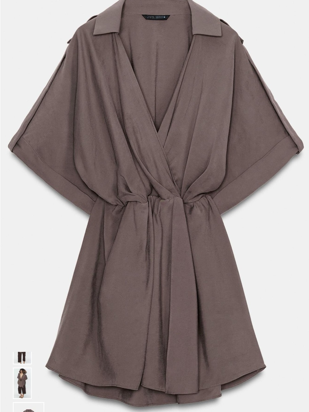 Zara brown short wrap dress
